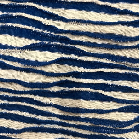 Maeve Puff Sleeve Cutout Tee Raw Edge Striped Anthropologie - Picture 6 of 6